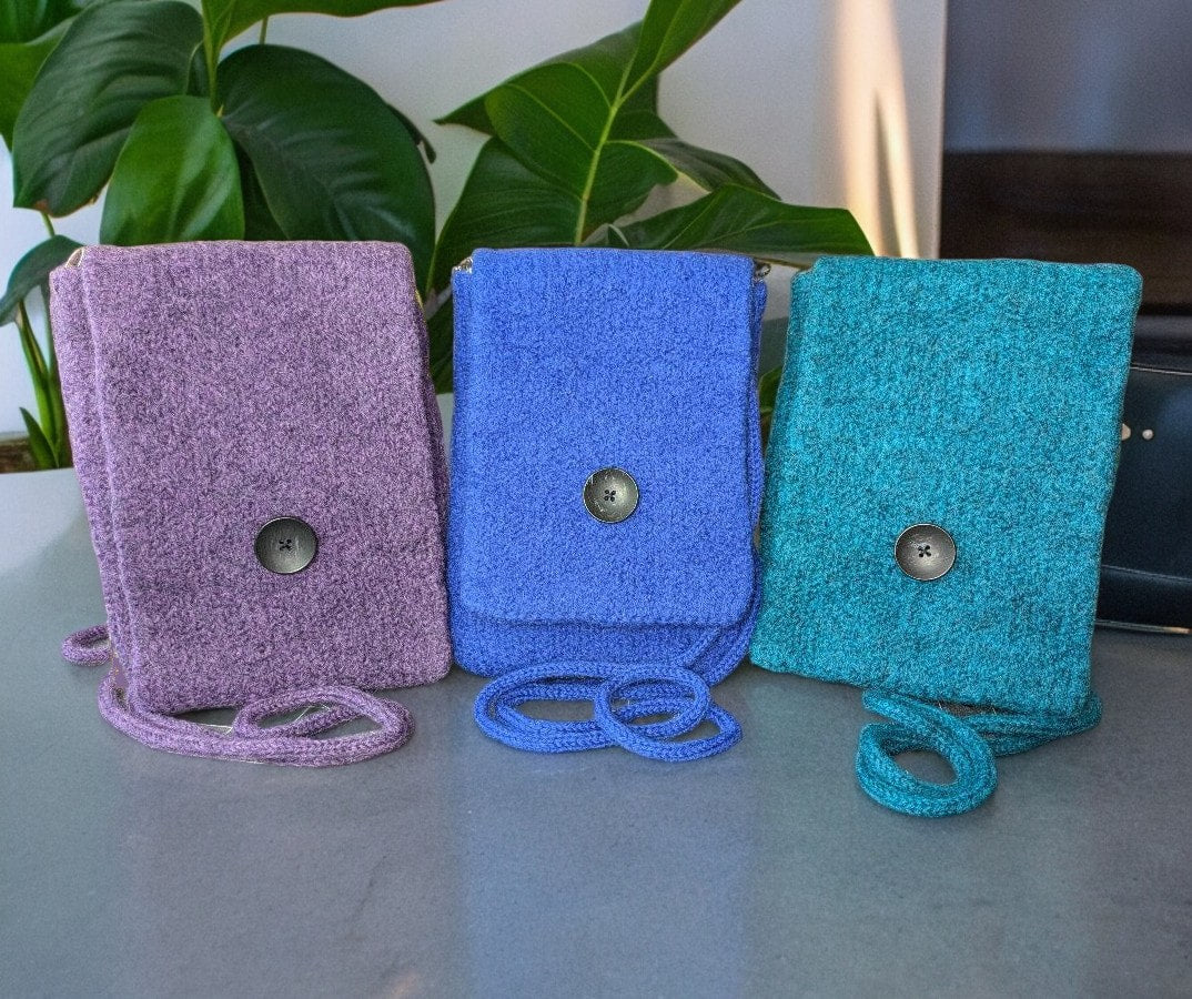The Slim Wooly Crossbody Purse in Teal