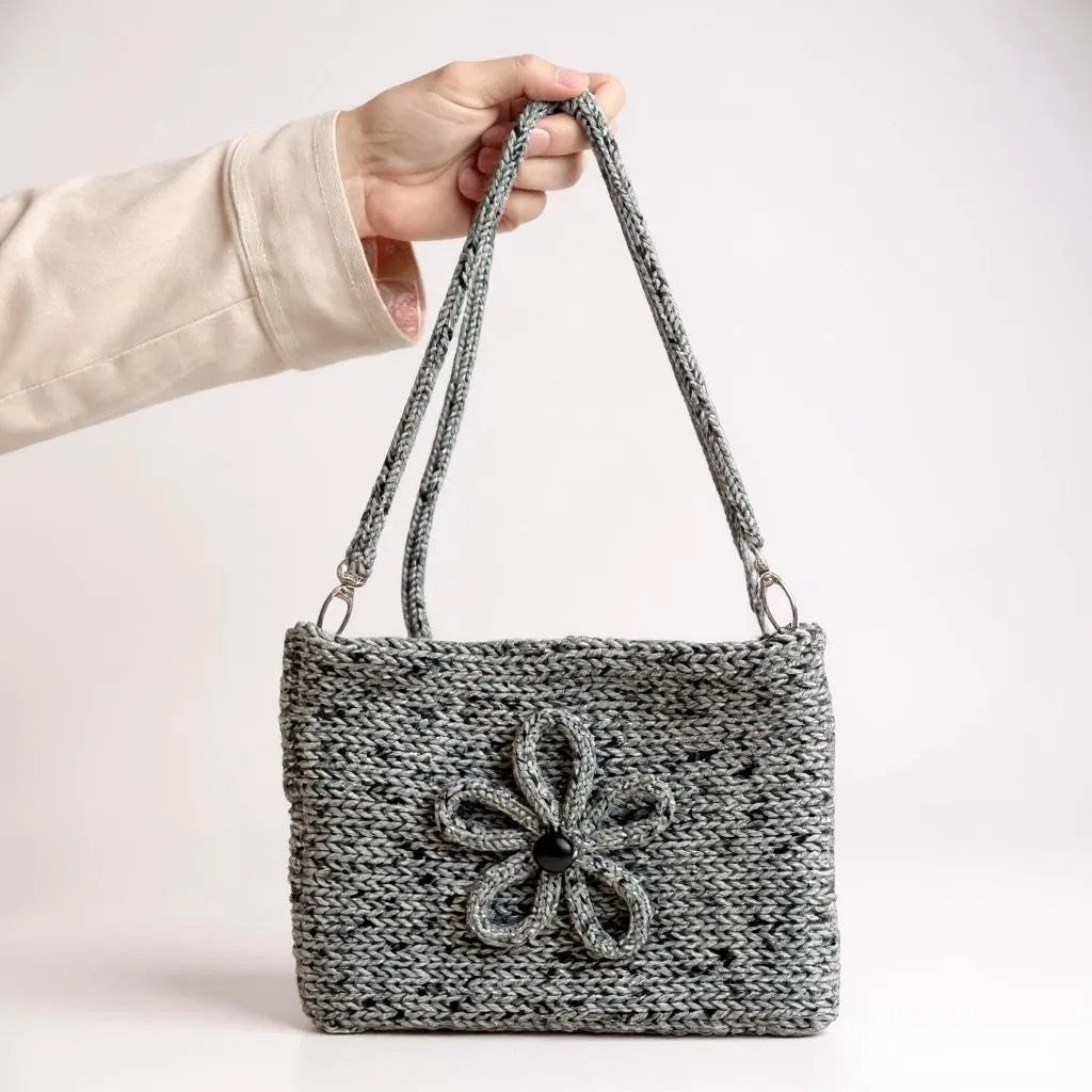The Daisy Crossbody Purse in Black and Gray