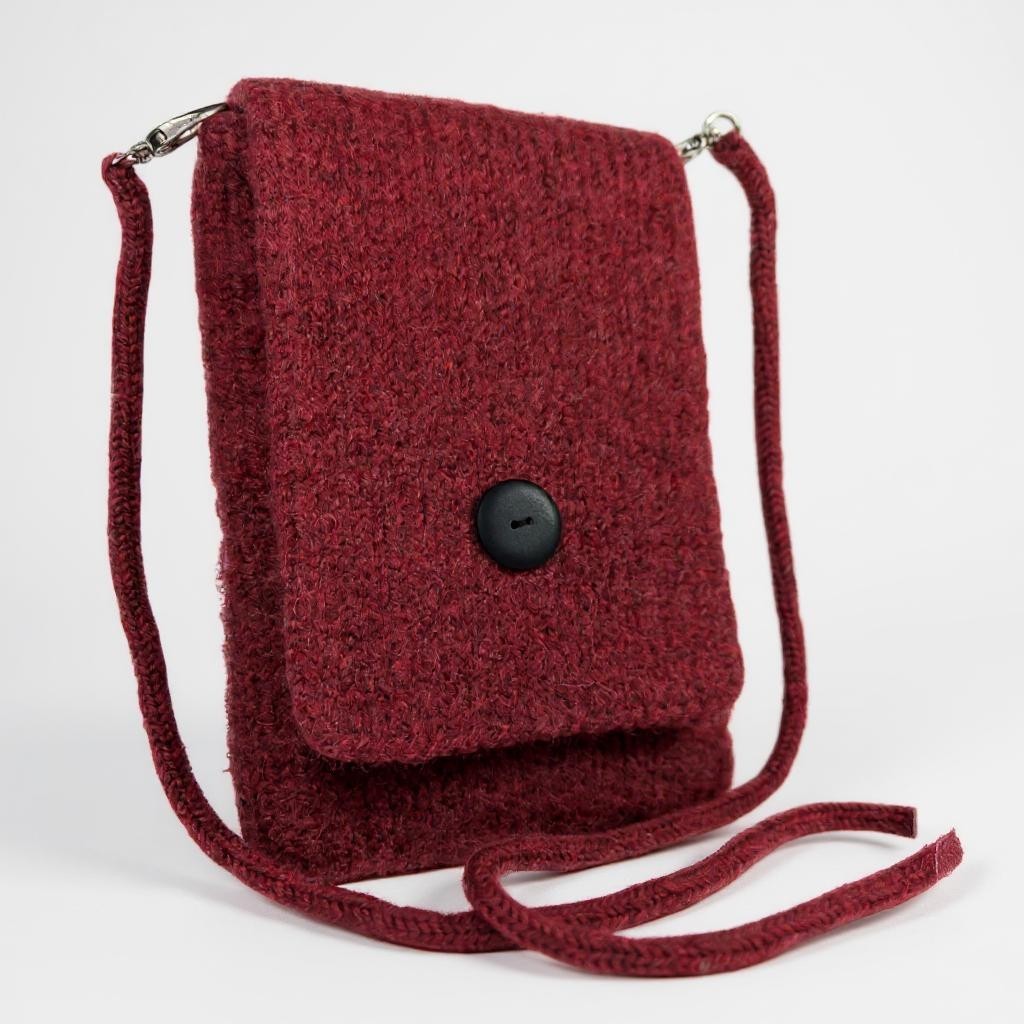 The Slim Wooly Crossbody Purse in Cherry Red