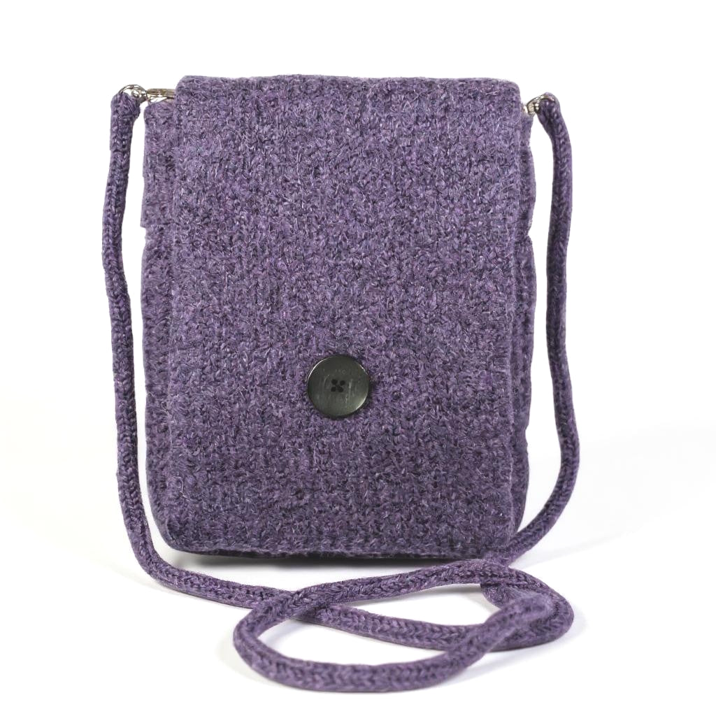 The Slim Wooly Crossbody Purse in Dusty Purple