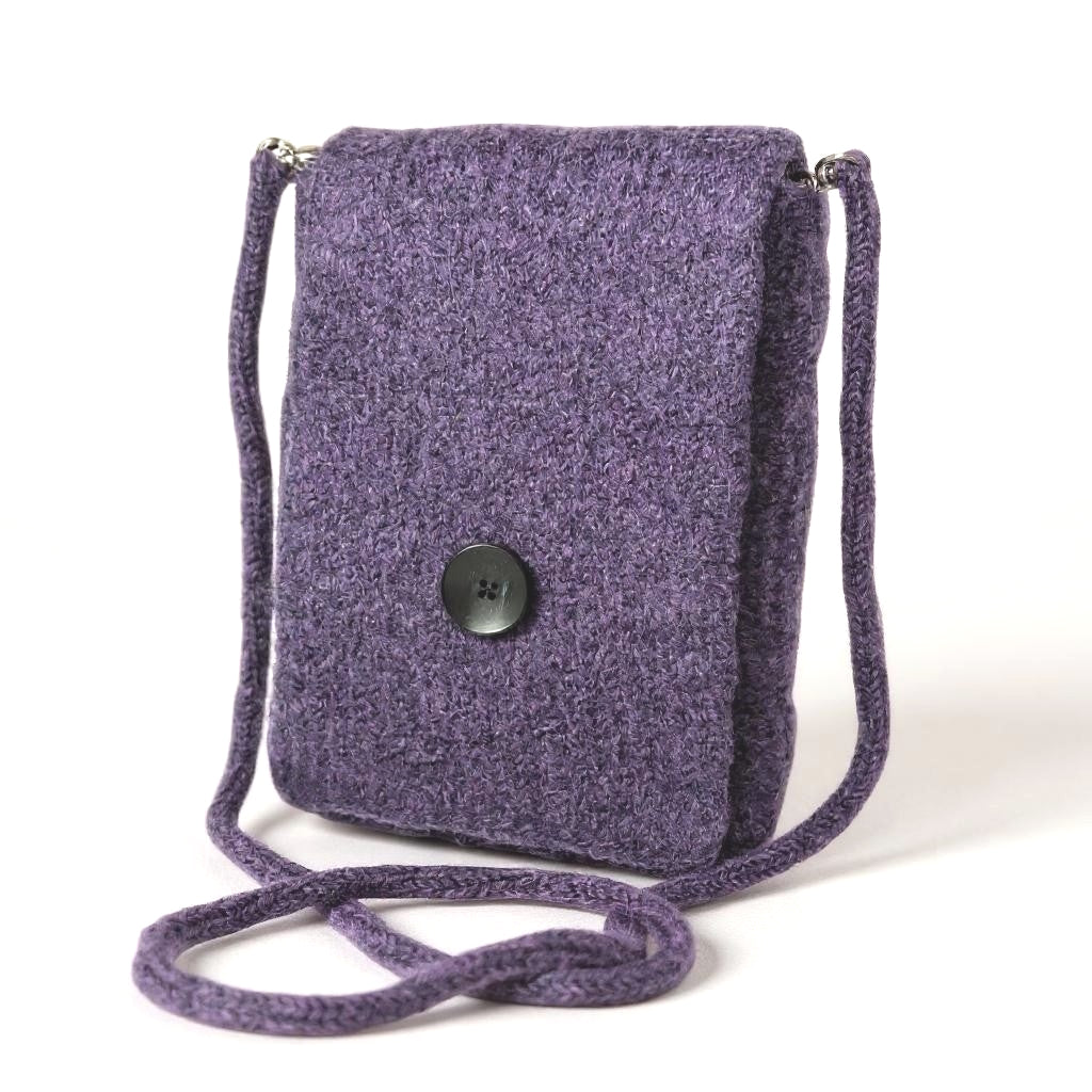 The Slim Wooly Crossbody Purse in Dusty Purple