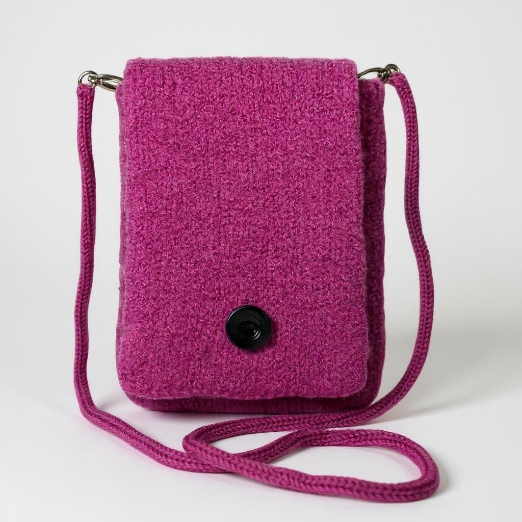 The Slim Wooly Crossbody Purse in Fuschia