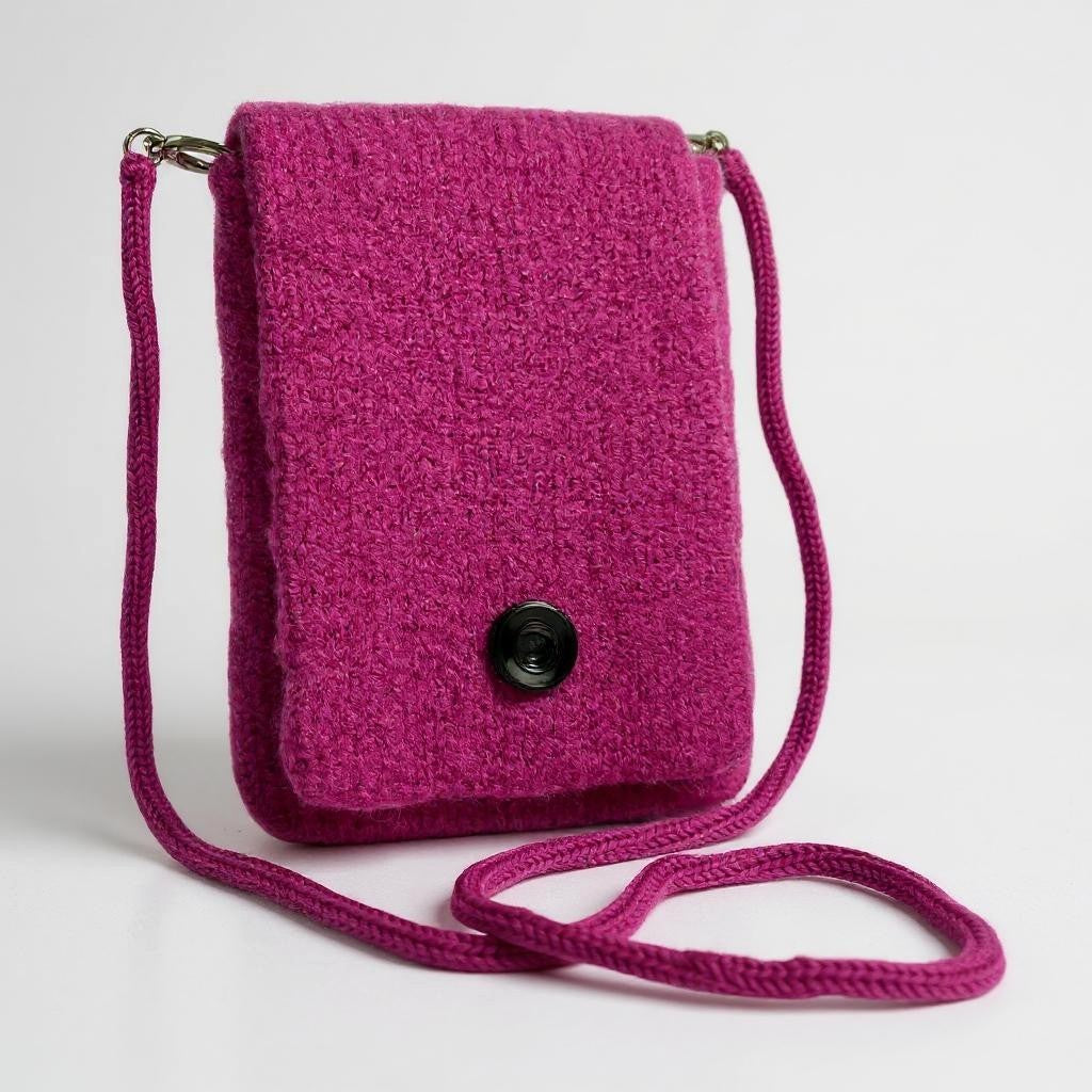 The Slim Wooly Crossbody Purse in Fuschia