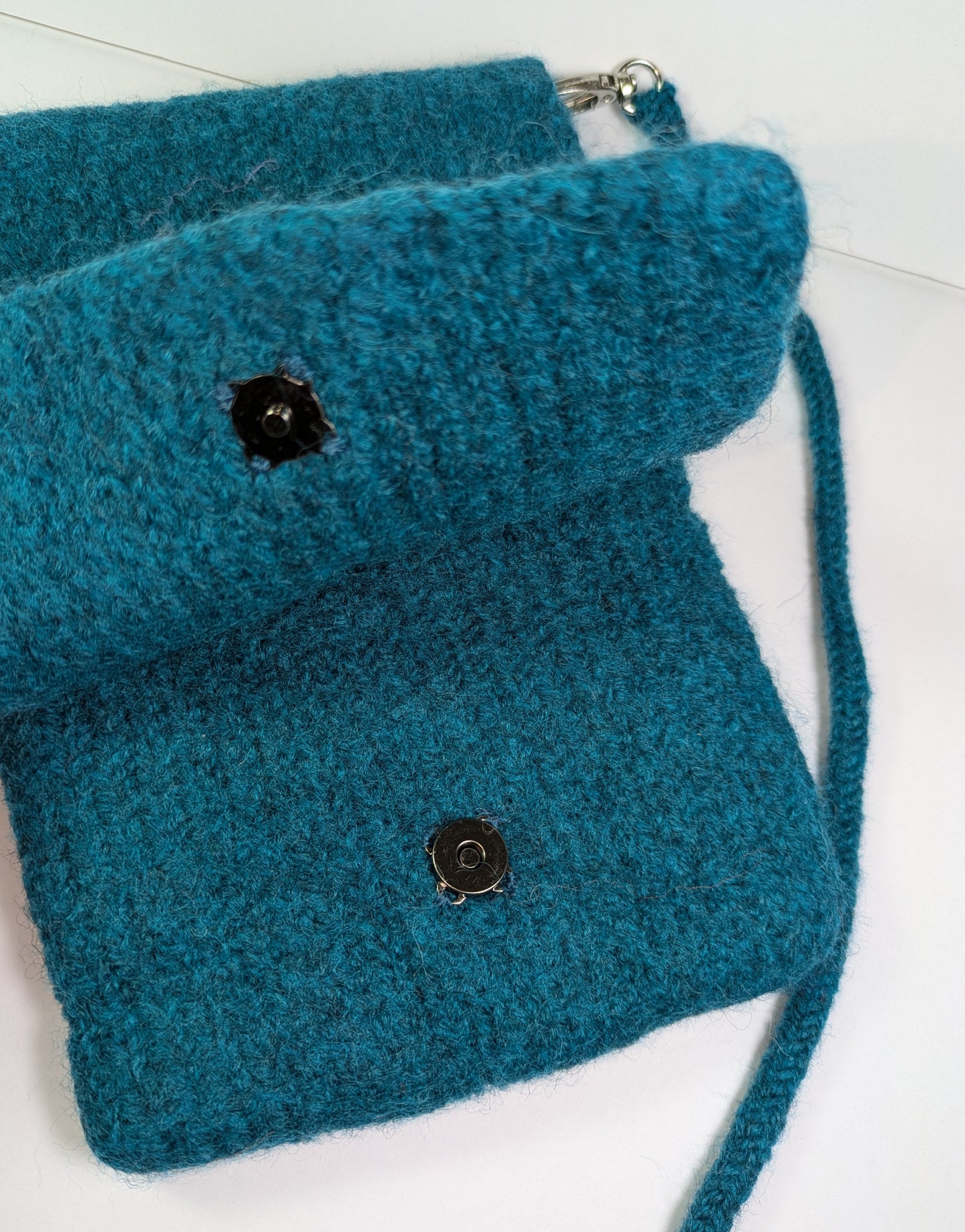 The Slim Wooly Crossbody Purse in Teal