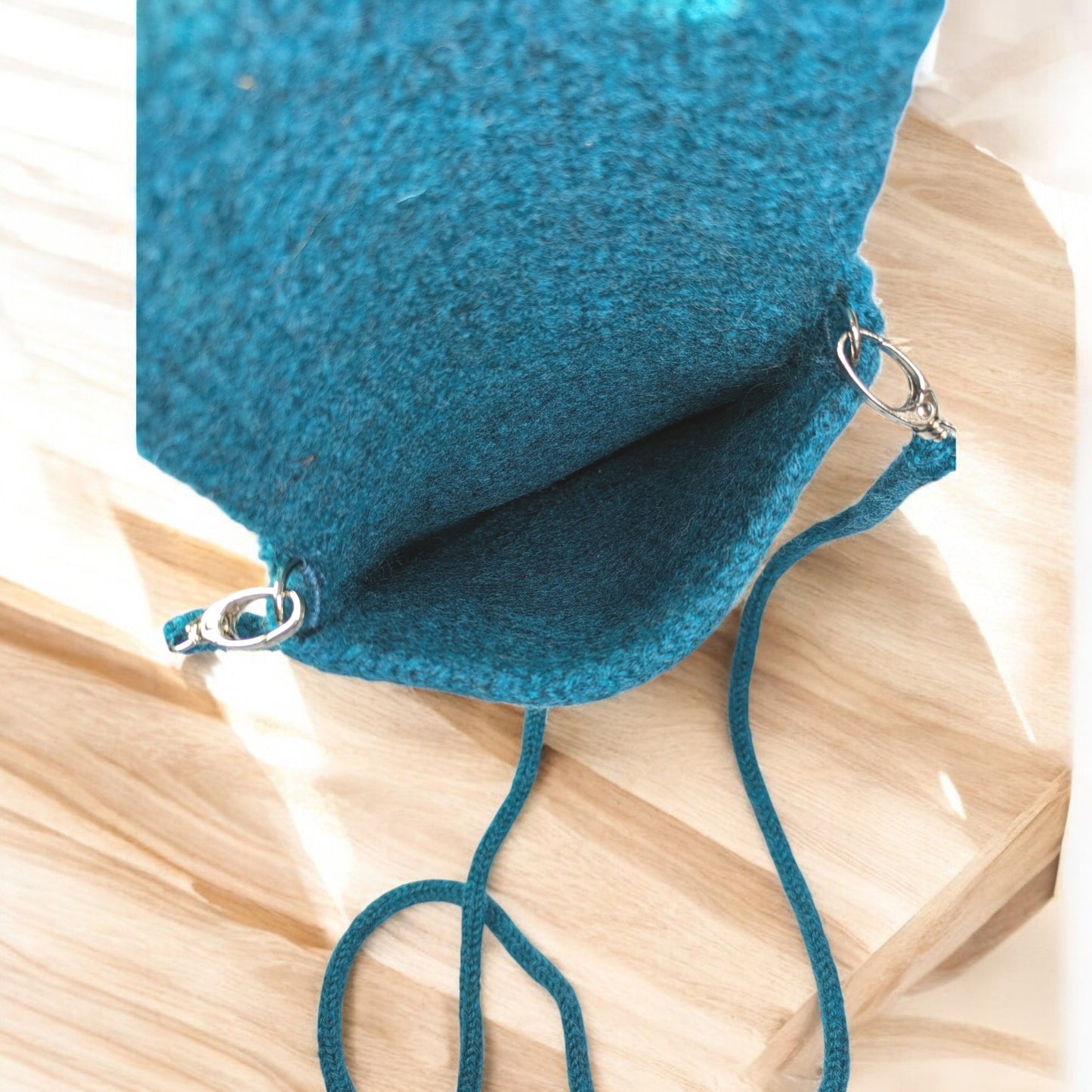 The Slim Wooly Crossbody Purse in Teal
