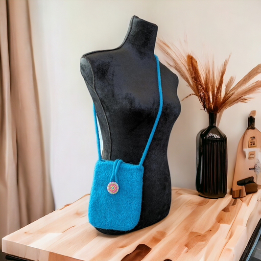 The Slim Wooly Crossbody Purse with Button