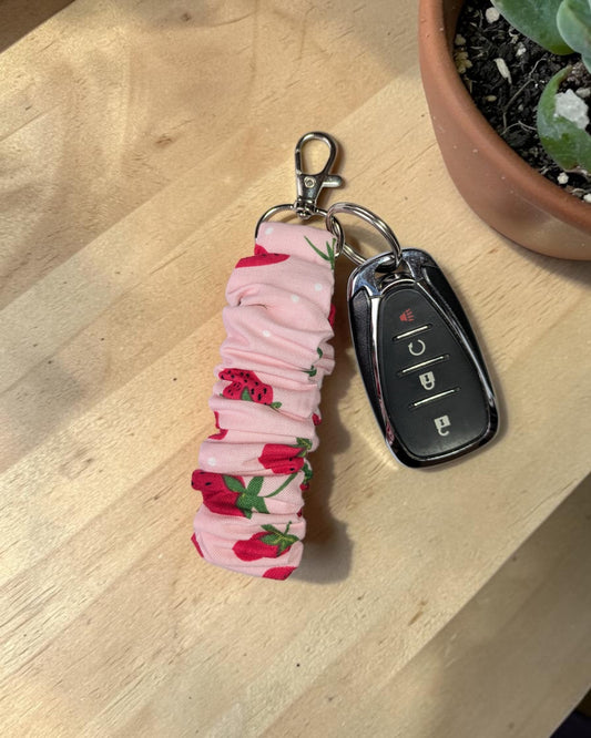 Strawberry Scrunchy Keychain Wristlet