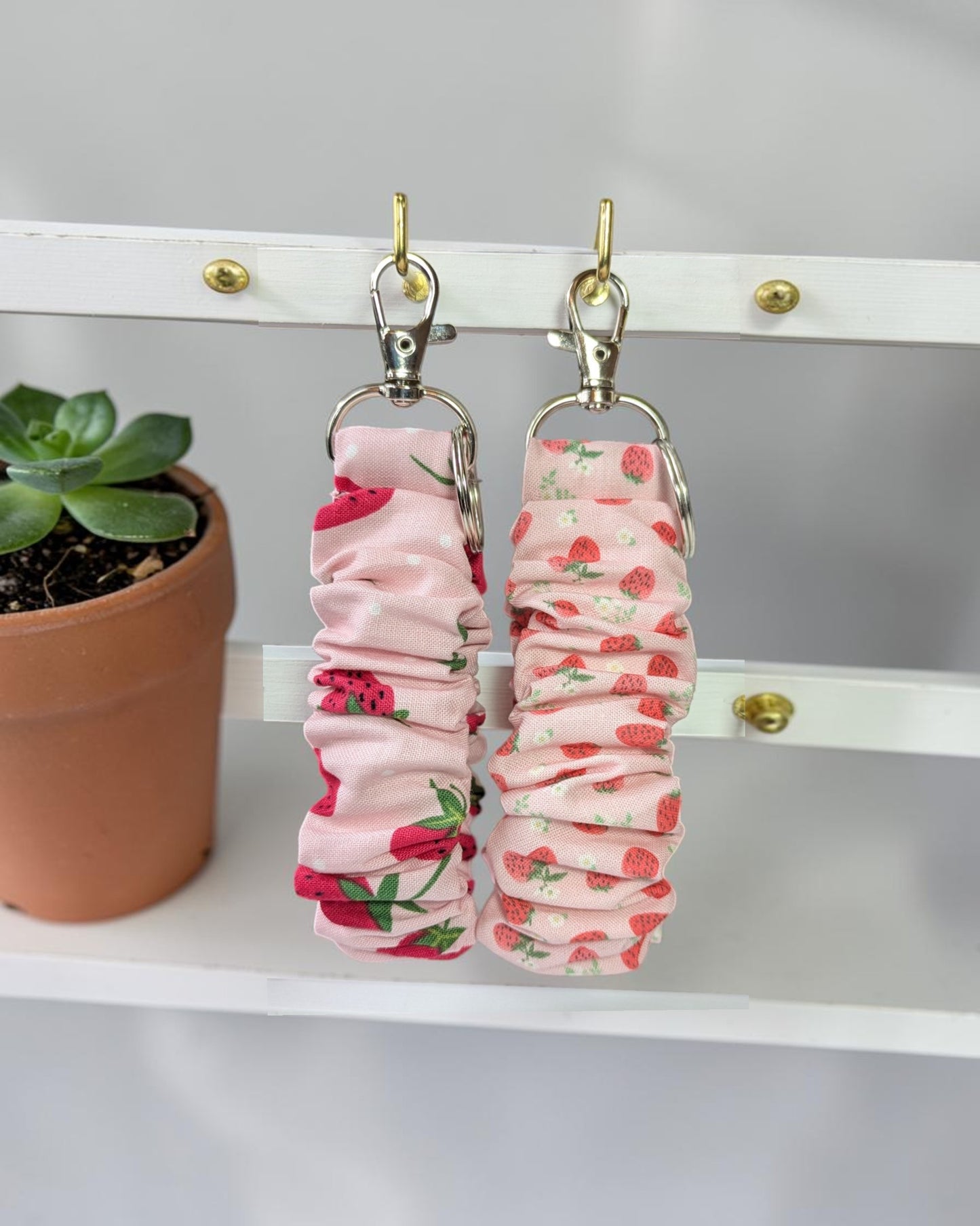 Strawberry Pink Scrunchy Keychain