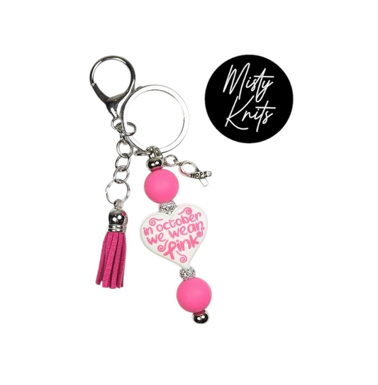 Breast Cancer Awareness Keychain - Silver