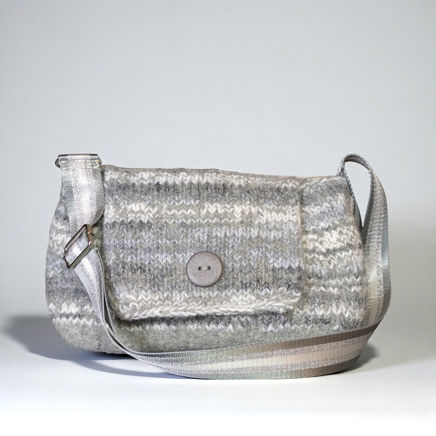 Multi Gray Felted Wool Purse