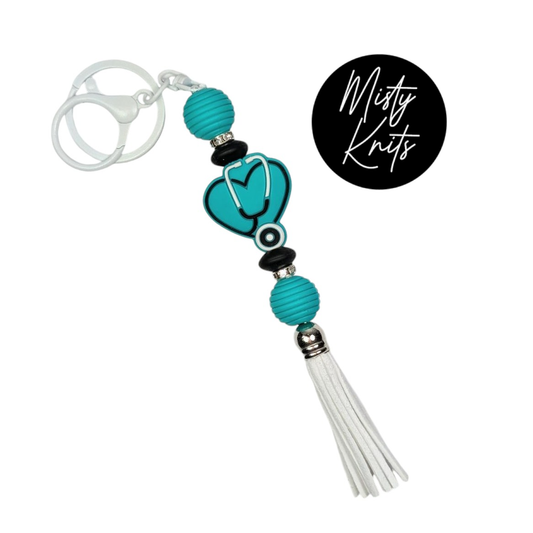 Medical Heart Keychain Teal