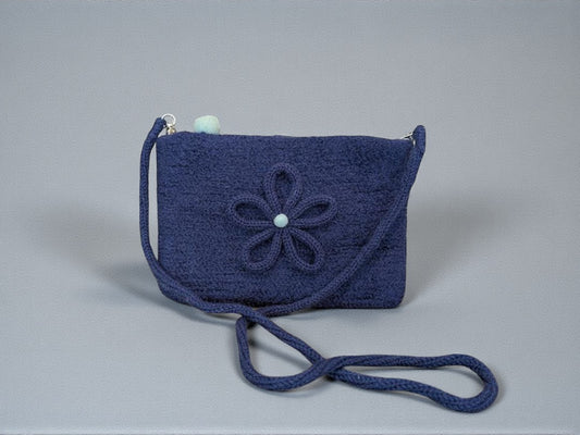 The Felted Daisy Crossbody Purse in Navy
