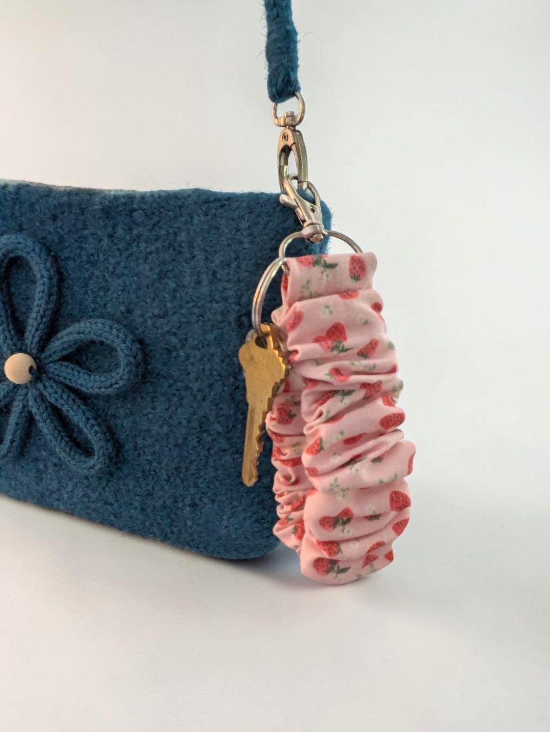 Strawberry Pink Scrunchy Keychain