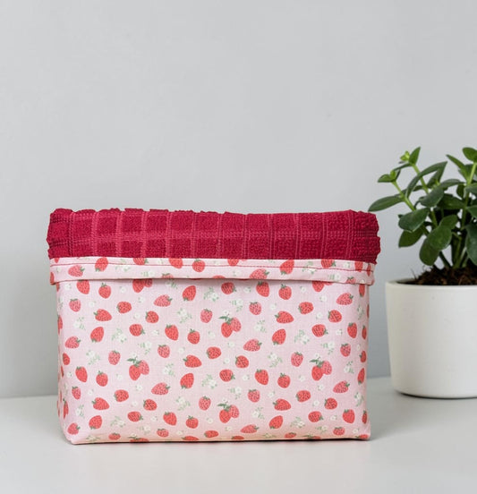 Pink Strawberry Fabric Storage Basket