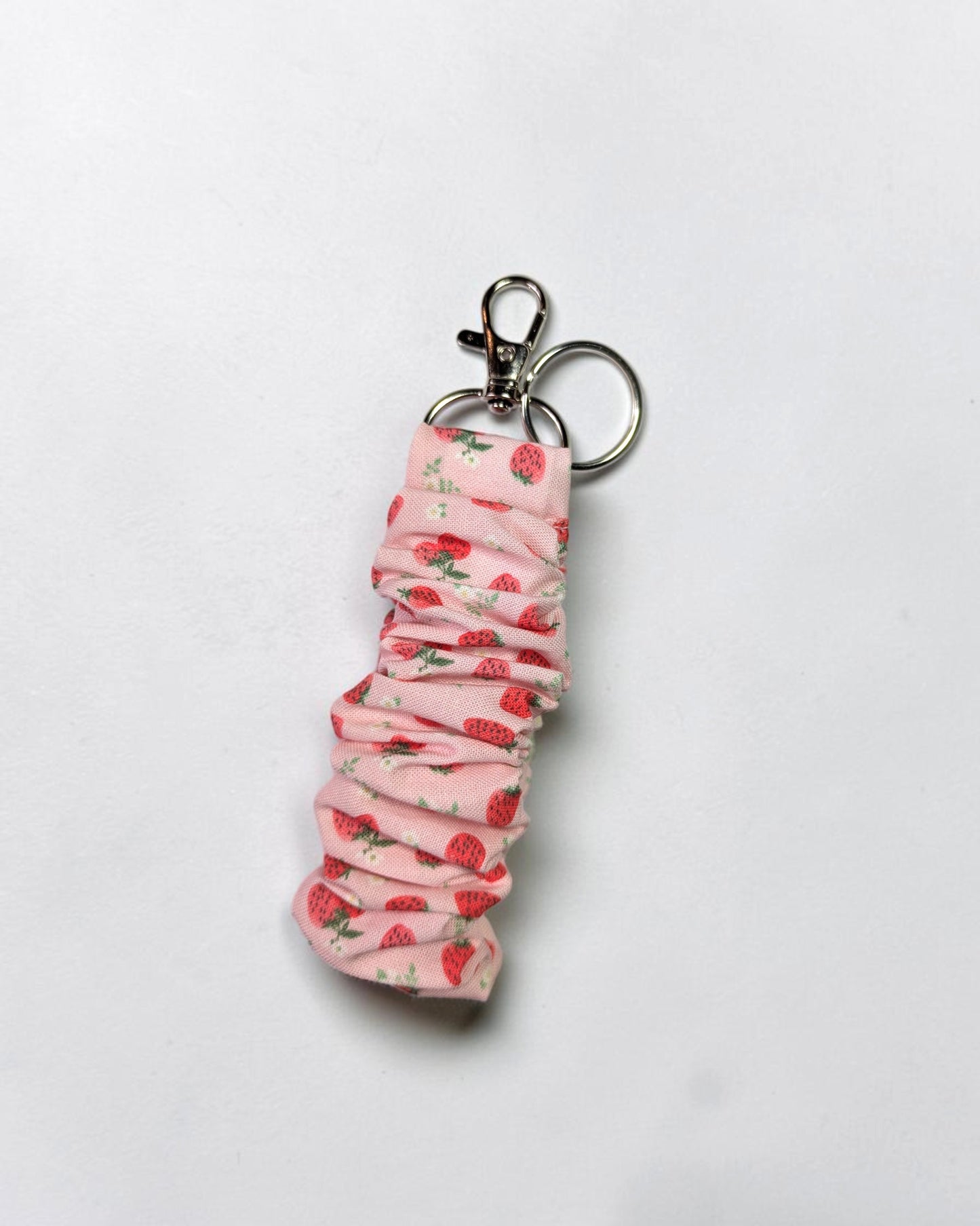 Strawberry Pink Scrunchy Keychain