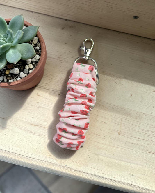 Strawberry Pink Scrunchy Keychain