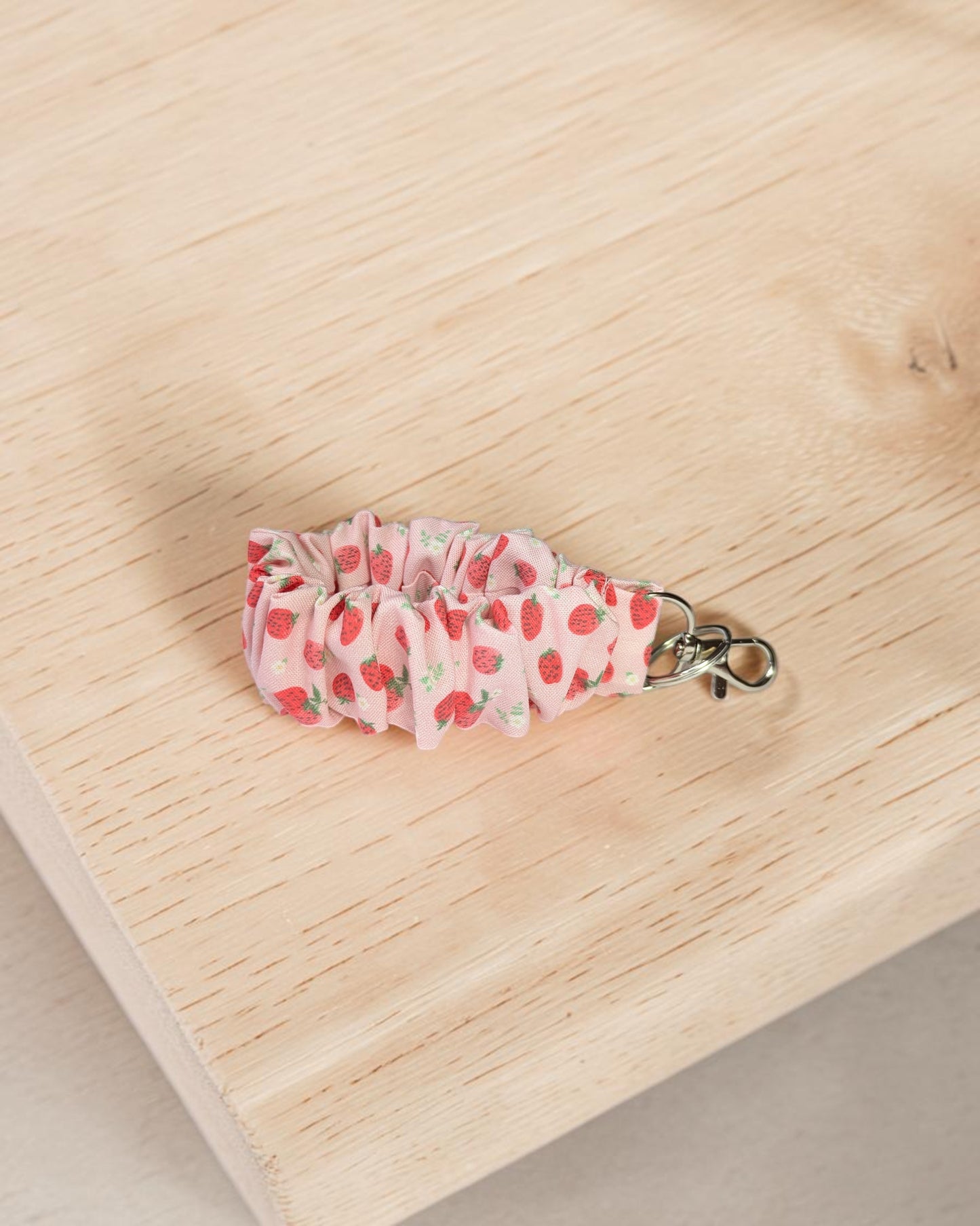 Strawberry Pink Scrunchy Keychain