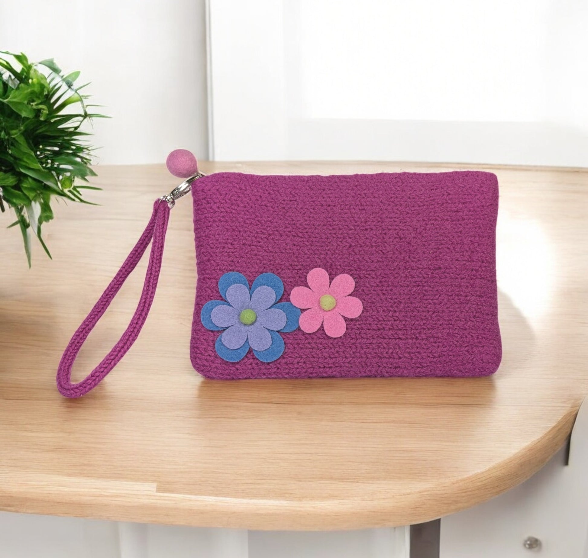 pink, wristlet, flowers