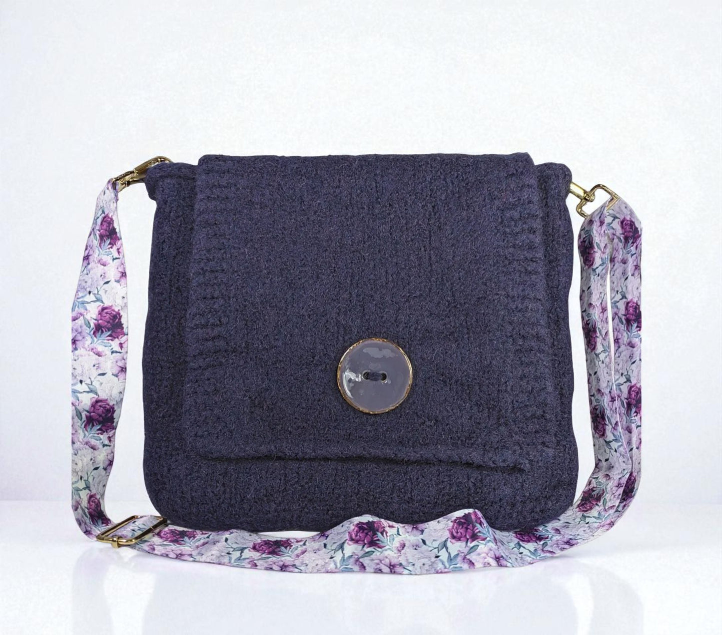 Felted Wool Purple Plum Crossbody