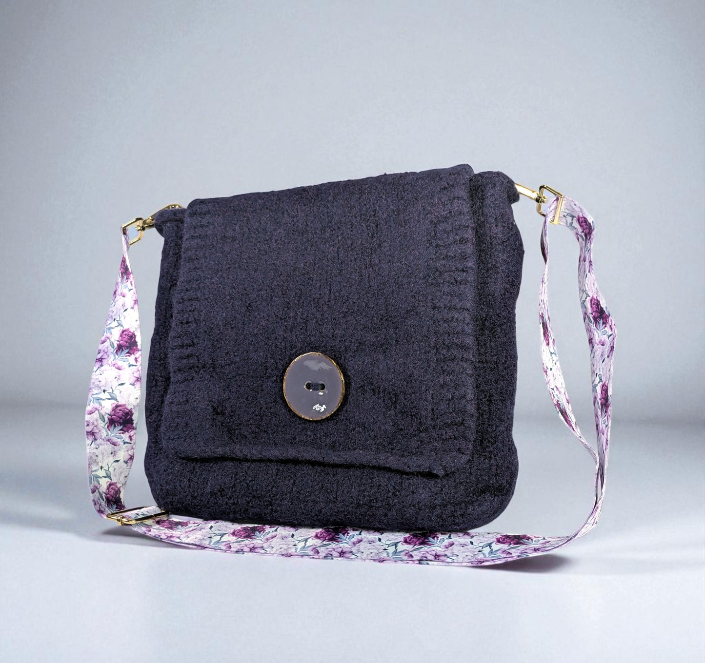 Felted Wool Purple Plum Crossbody