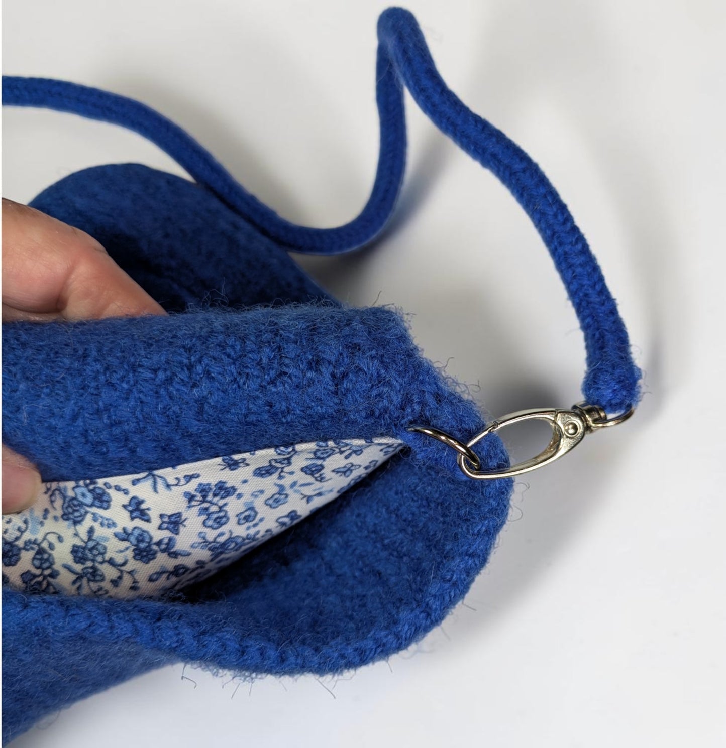 Wool Felt Crossbody Purse Cobalt Blue