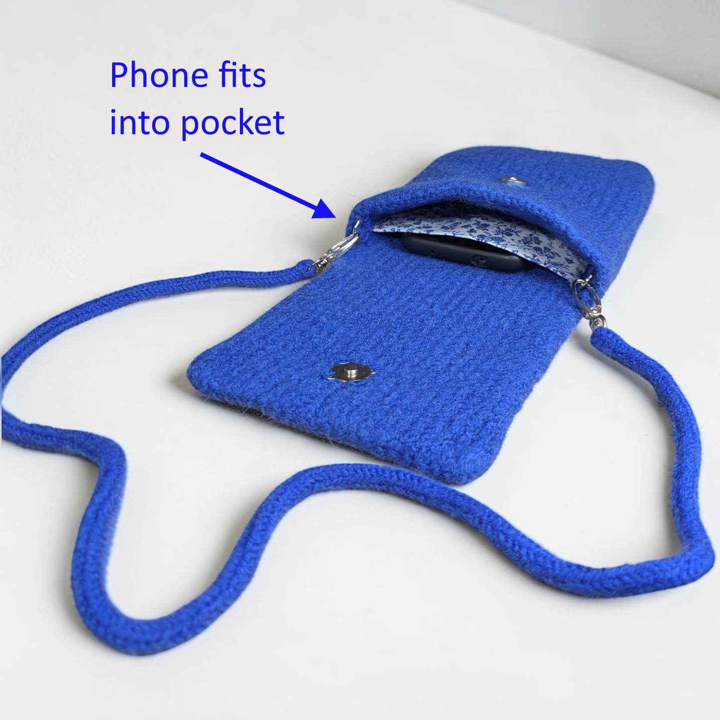 Wool Felt Crossbody Purse Cobalt Blue
