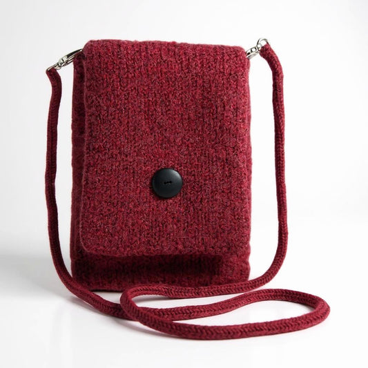 The Slim Wooly Crossbody Purse in Cherry Red