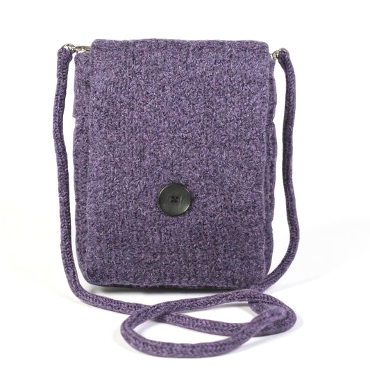 The Slim Wooly Crossbody Purse in Dusty Purple