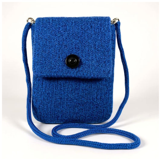 The Short Flap Slim Wooly Crossbody Purse in Cobalt Blue