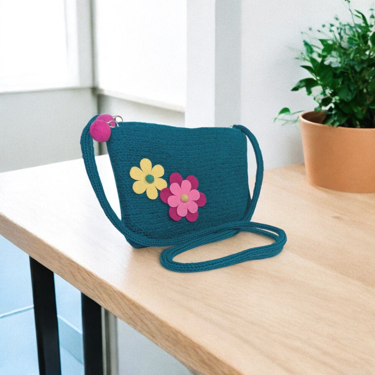 The Flowered Crossbody in Teal