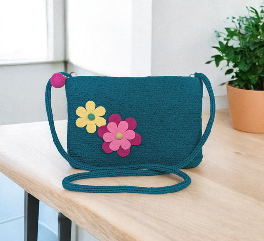 The Flowered Crossbody in Teal