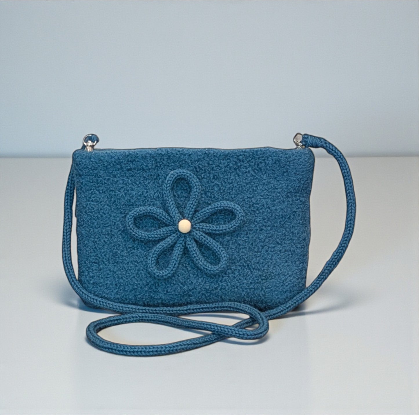 The Felted Daisy Crossbody Purse in Teal