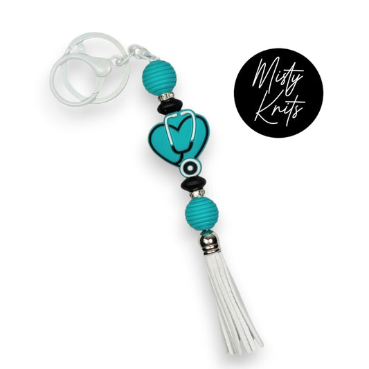 Medical Heart Keychain Teal