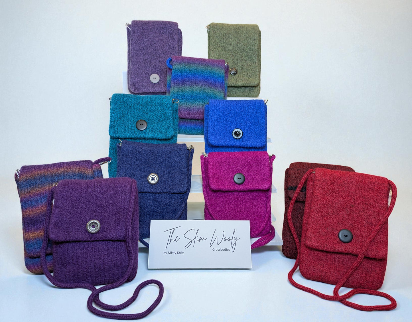 The Short Flap Slim Wooly Crossbody Purse in Teal