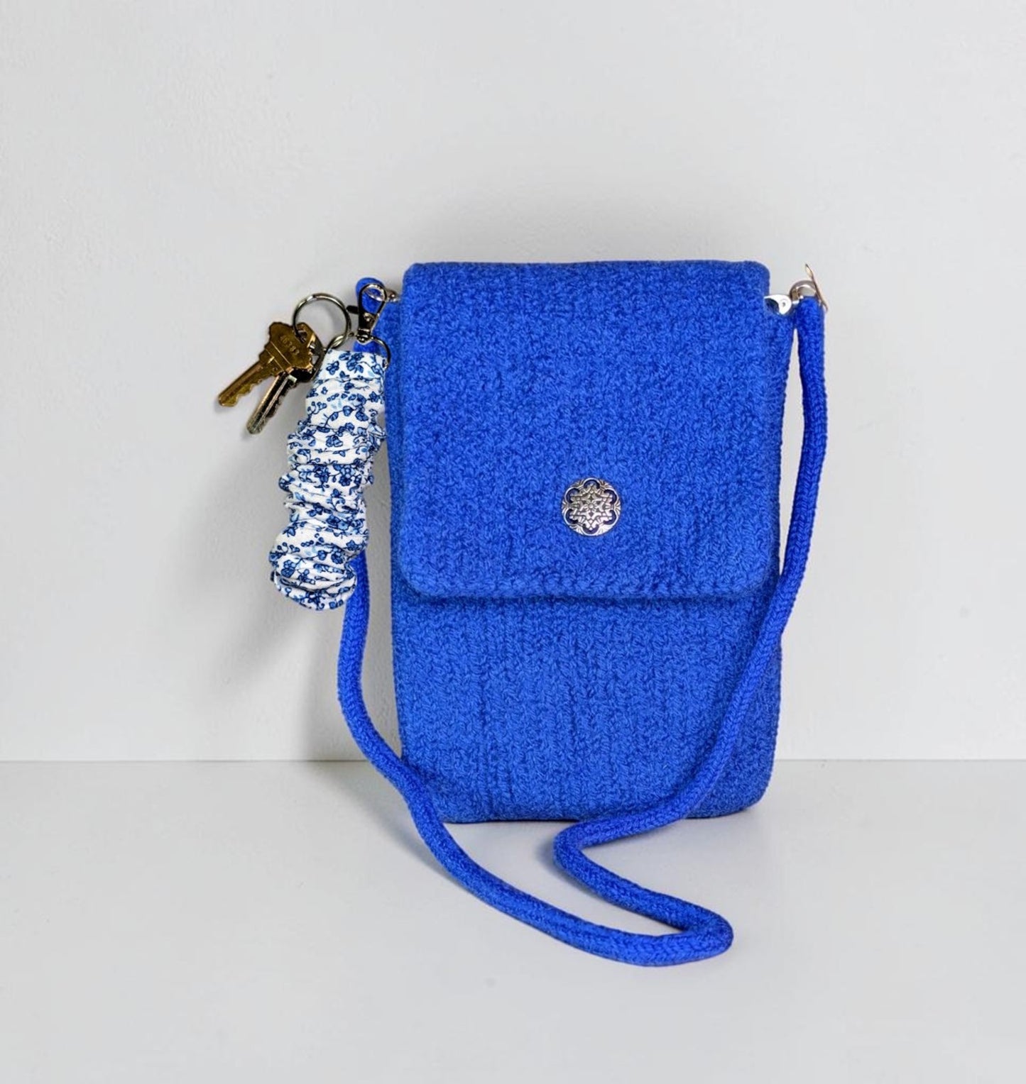 Wool Felt Crossbody Purse Cobalt Blue