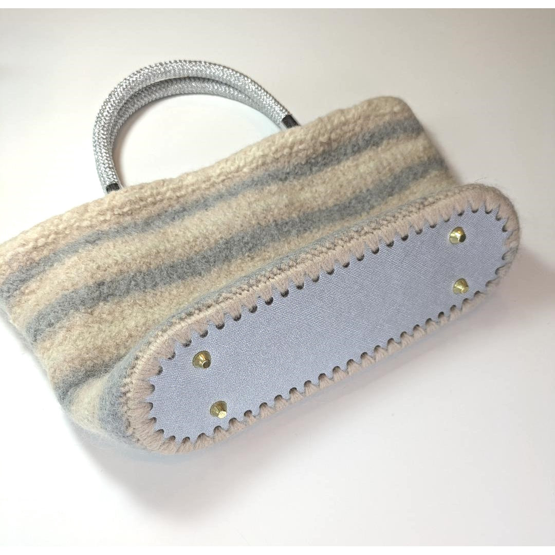 Felted Wool Beige and Silver Handbag